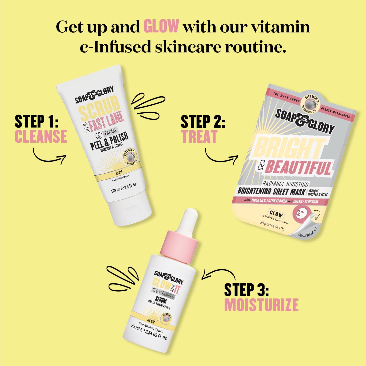 Soap & Glory Chamomile extract bottle emphasizes calming hydration