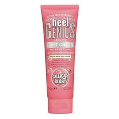 Soap & Glory Heel Genius cream jar close-up demonstrates deep hydration for dry, cracked heels.