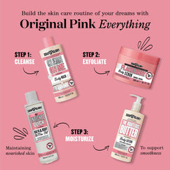 Soap & Glory Original Pink lather shot showcases creamy suds for a luxurious wash.