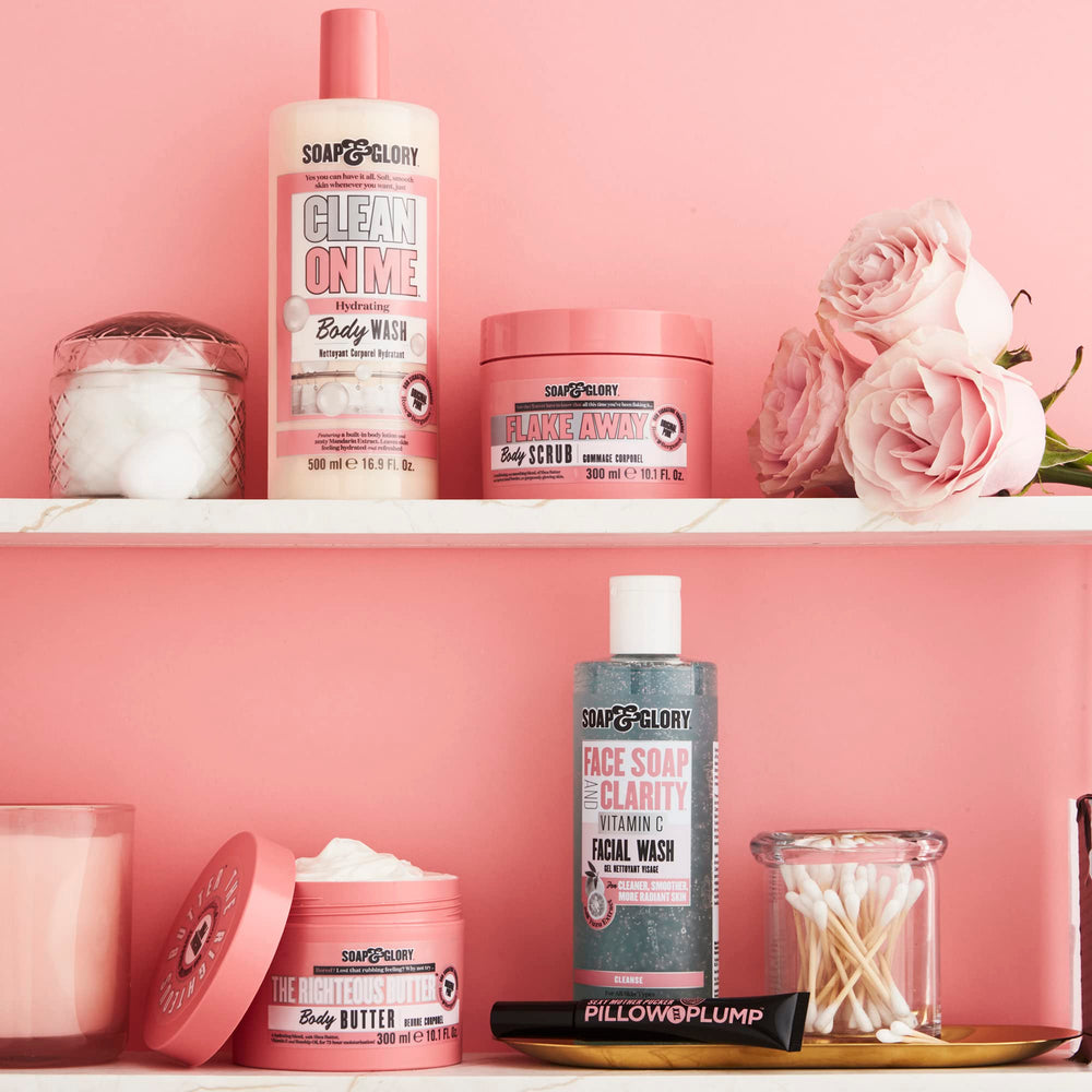 Soap & Glory Vitamin C Brightening Facial Cleanser bottle back shows vitamin C benefits