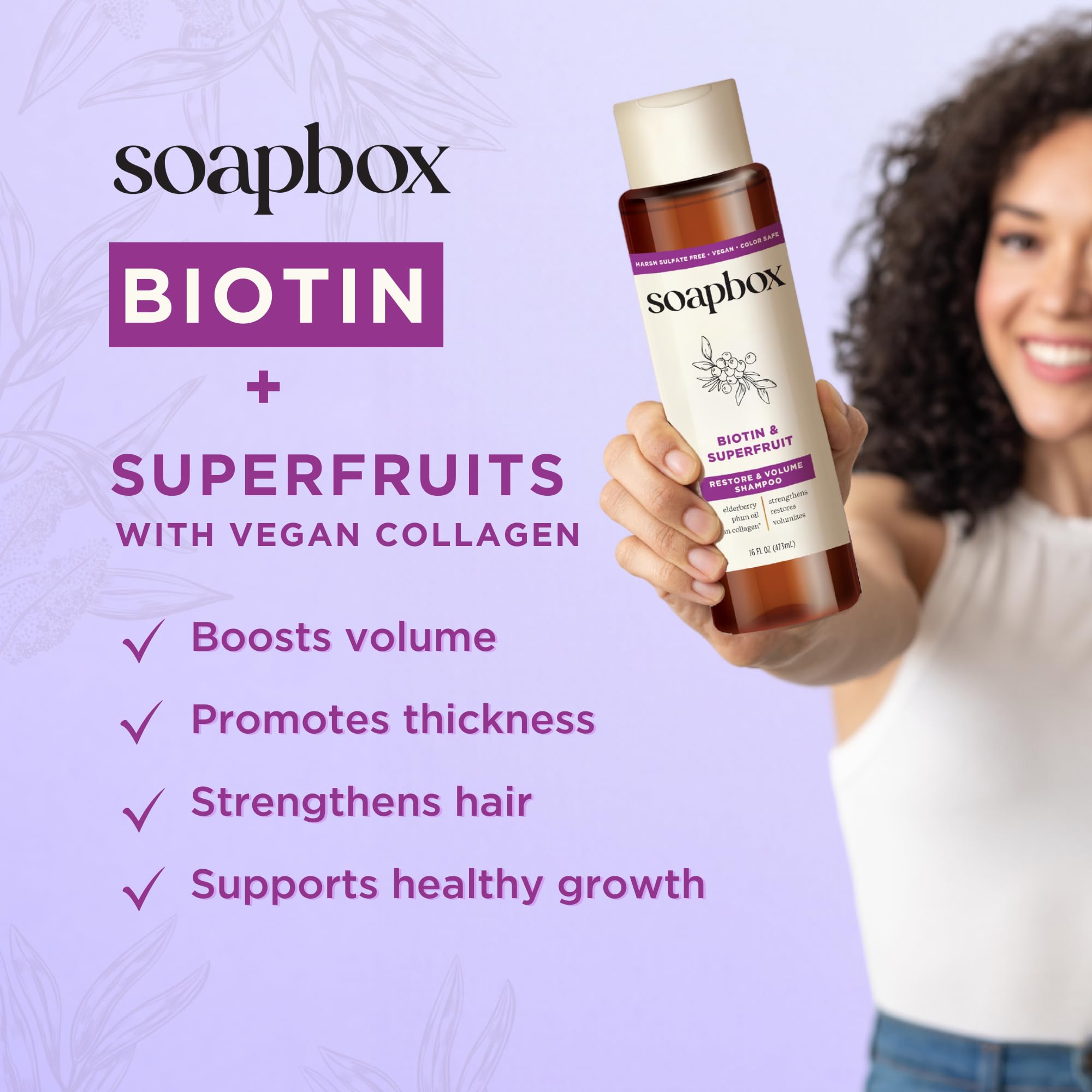 Soapbox Biotin Conditioner front view displaying moisturizing benefits for hair.