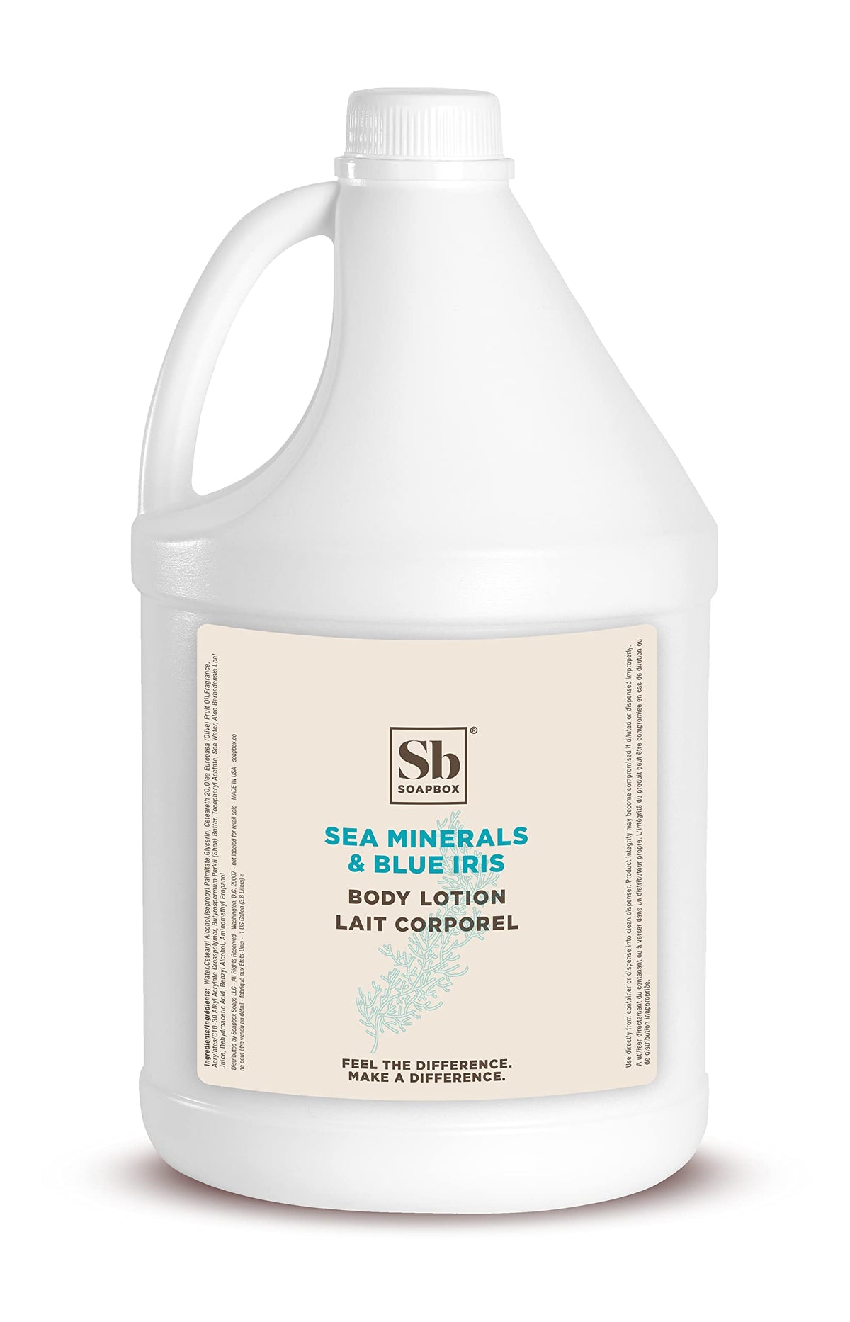 Soapbox body lotion sea-minerals-bottle demonstrates ocean inspired scent and hydration.