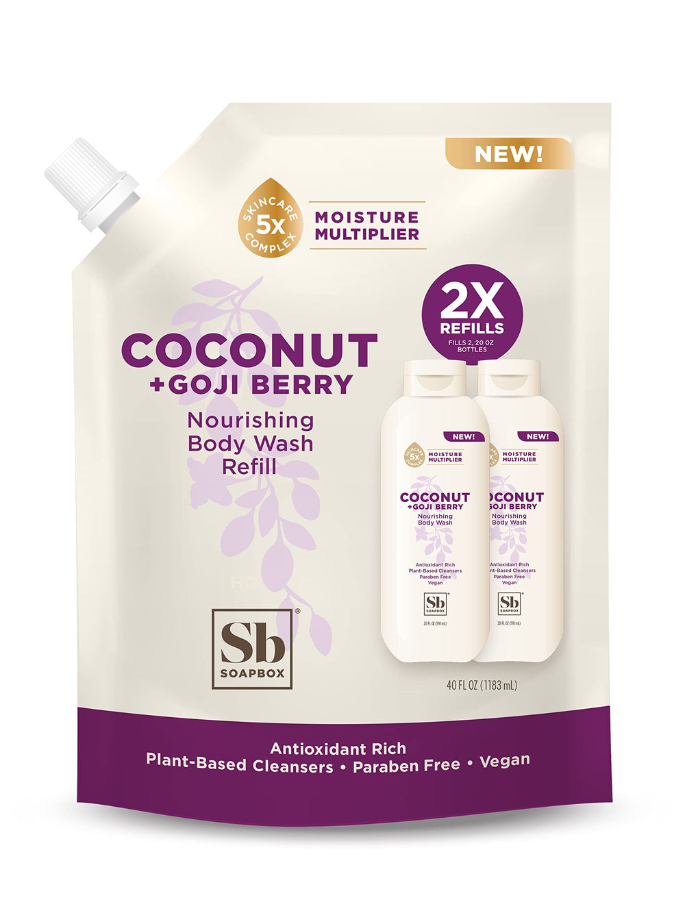 Soapbox body wash refill pack coconut goji pour for easy daily hydration and skin nourishment
