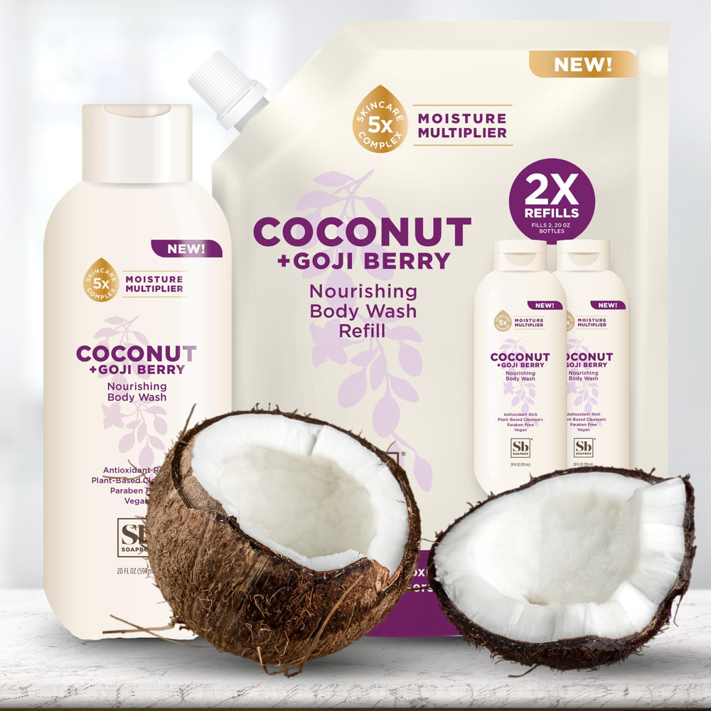 Soapbox Coconut Goji Bodywash texture closeup revealing rich moisturizing cream.