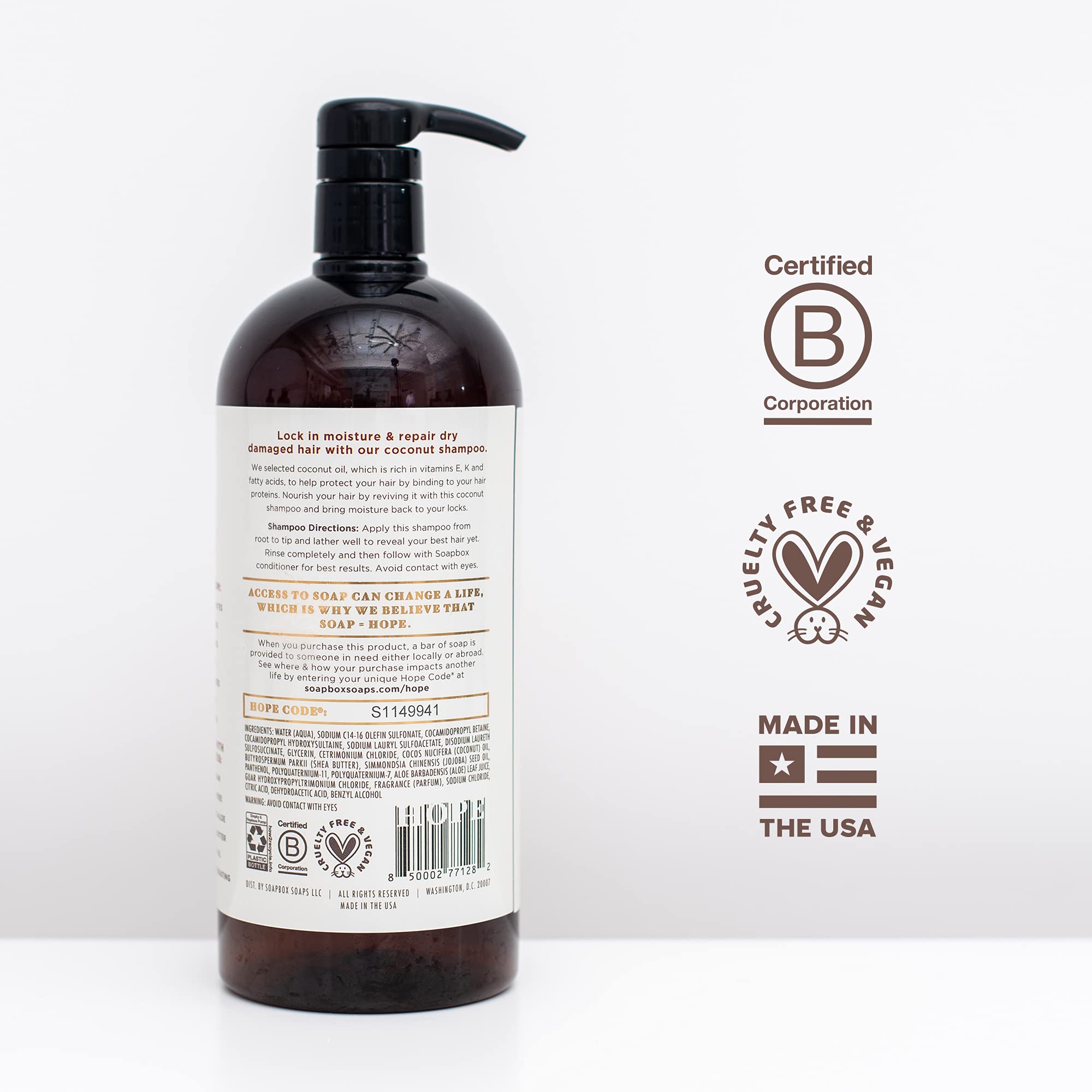 Soapbox Coconut Oil Shampoo bulk-pack display emphasizes value.
