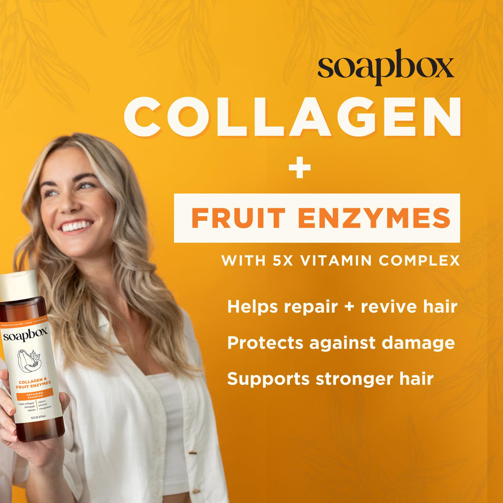 Soapbox Collagen Conditioner dispenser enables simple conditioning from roots to ends