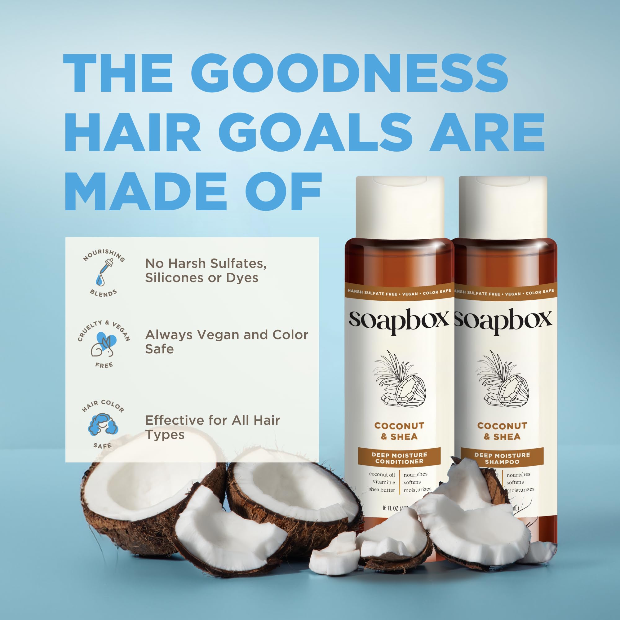 Soapbox conditioner on hair shows nourishing slip and shine potential.