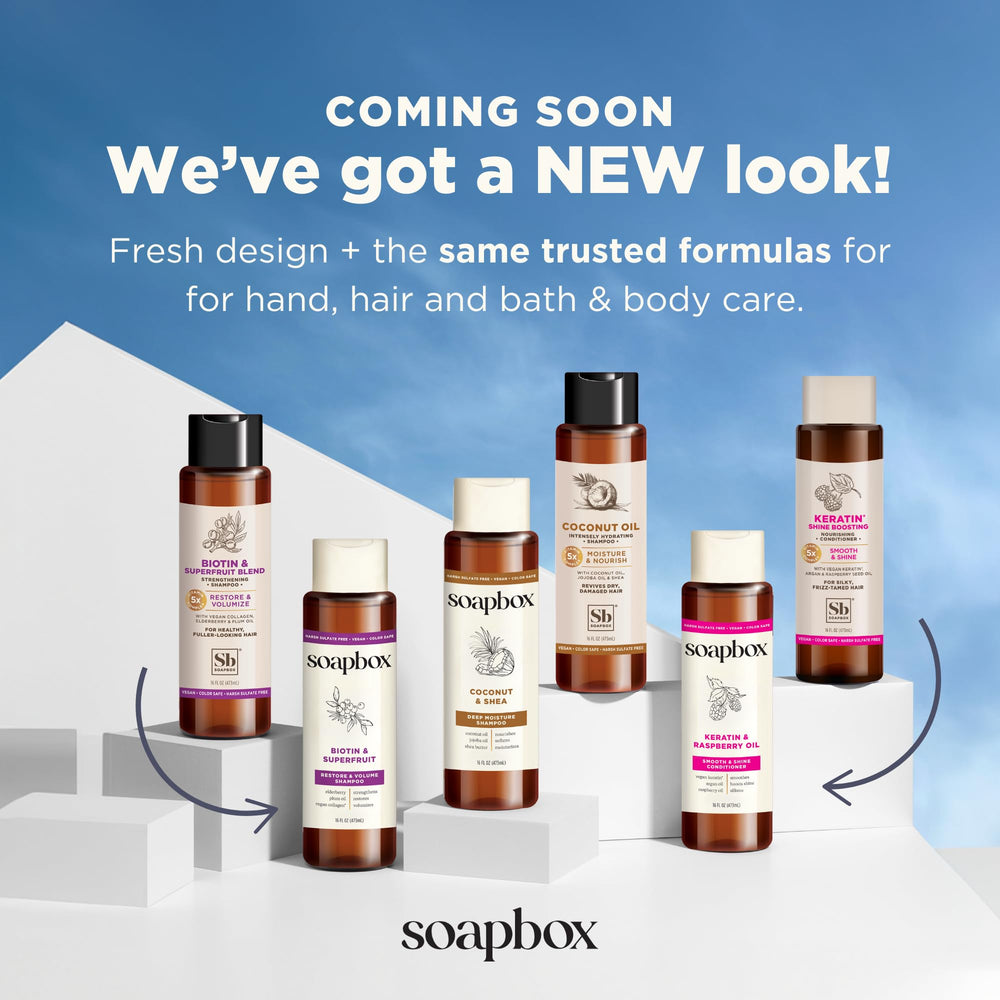 Soapbox Cruelty‑Free Logo signals compassionate, vegan‑friendly hair care.