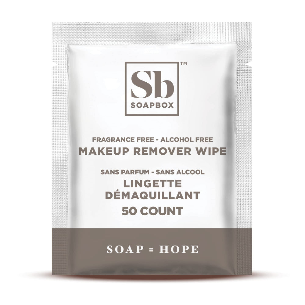 Soapbox gentle facial cleansing cloths shown for refreshing feel.