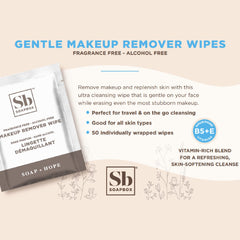 Soapbox wipes texture close-up shows ultra-soft cloths for gentle cleansing.