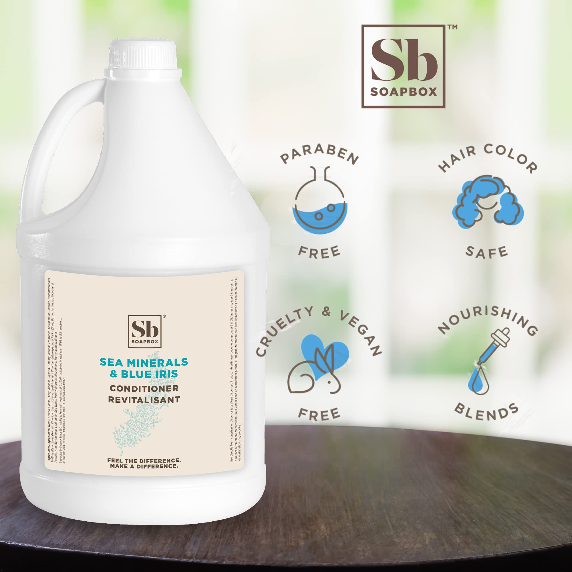 Soapbox gallon refill image emphasizes bulk option for home or professional use