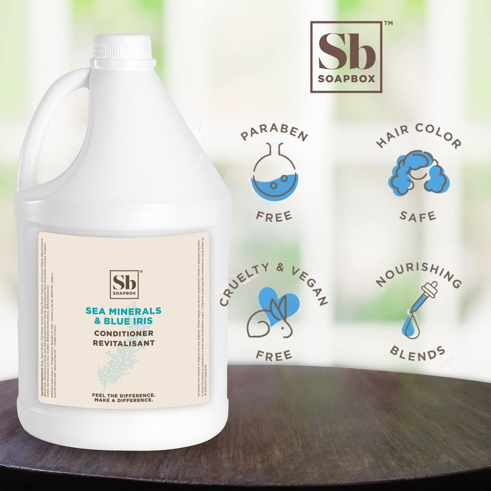 Soapbox gallon refill image emphasizes bulk option for home or professional use