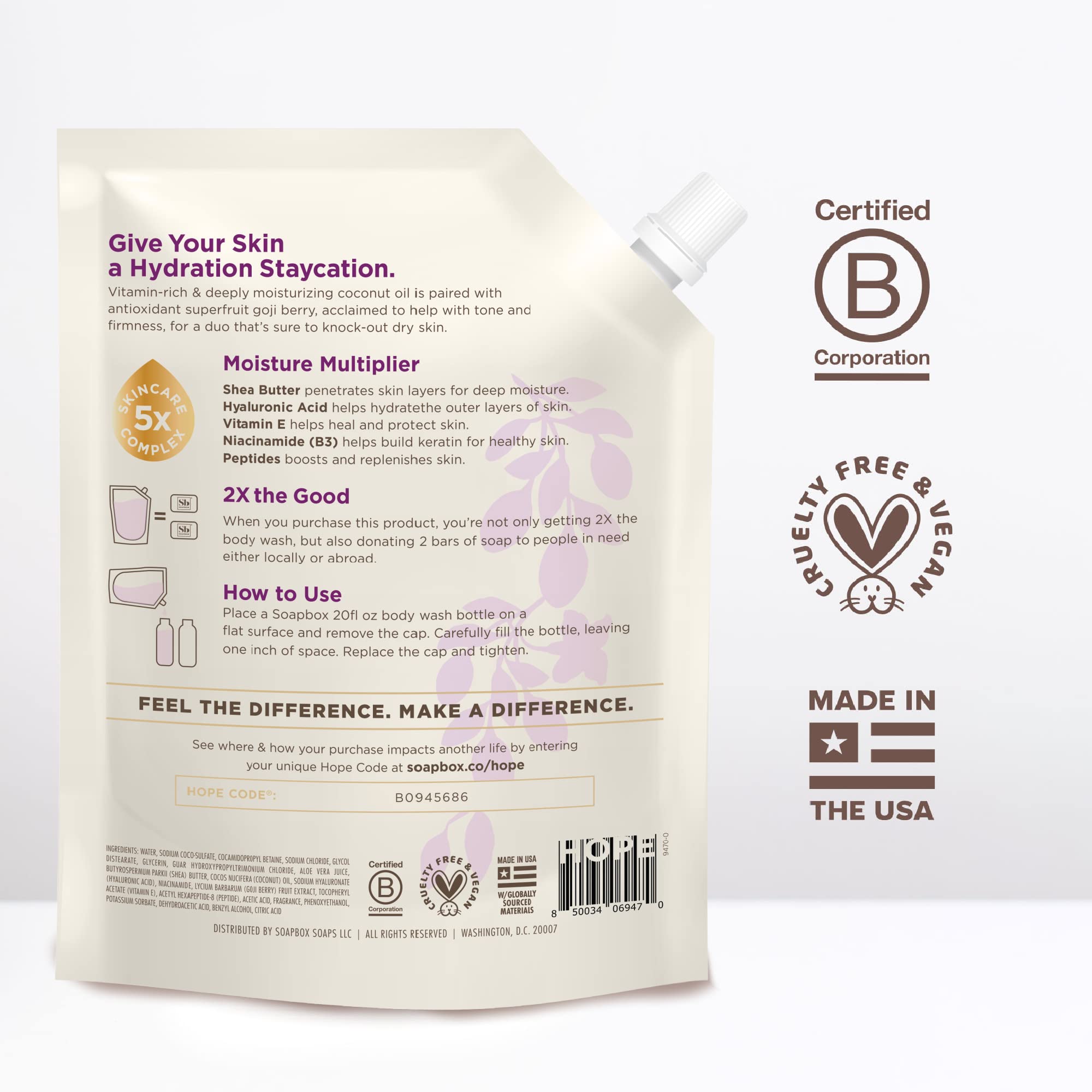 Soapbox Hidratante Shea: nutrición suave para la piel