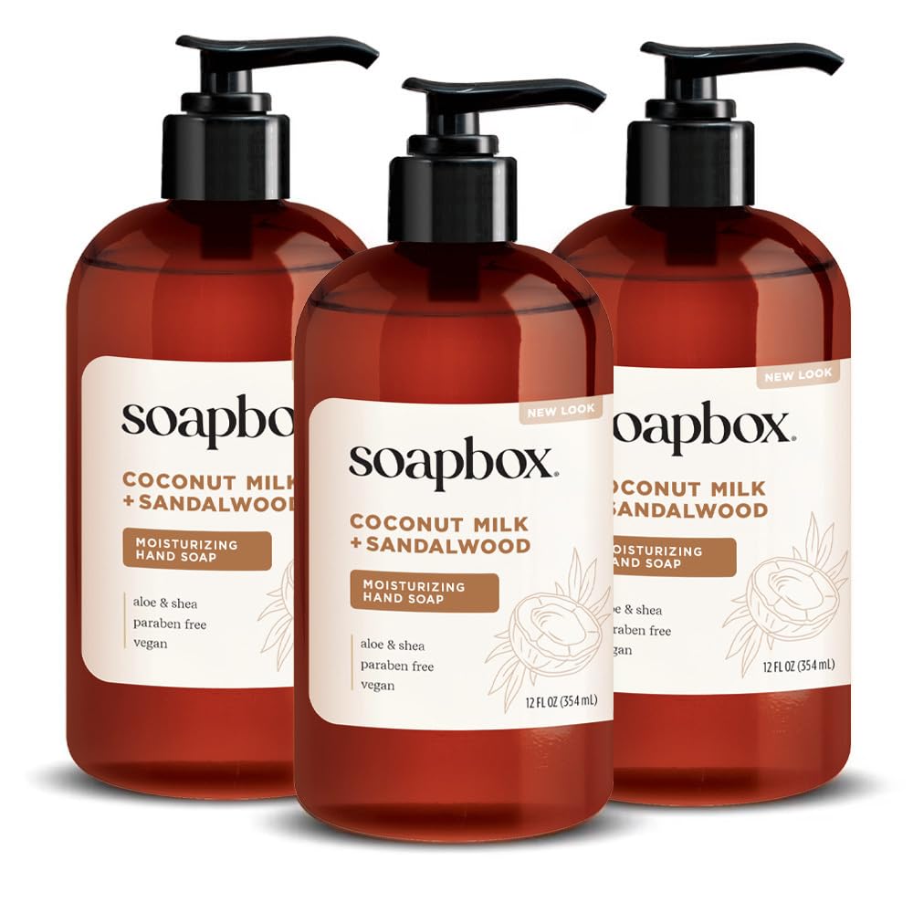 Soapbox jabon líquido de manos, botella-vertido visible, higiene diaria suave.