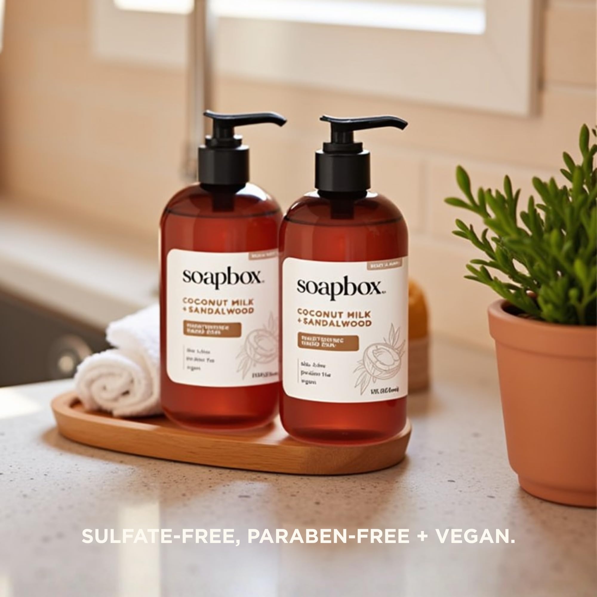 Soapbox bottle displaying creamy foaming lather for gentle cleansing.