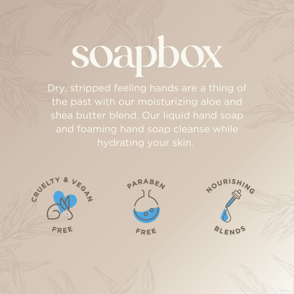 Packaging highlights coconut oil vitamins E and K in Soapbox formula.