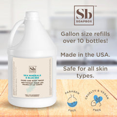 Soapbox Liquid Hand Soap Gallon Refill shows bulk size for kitchens, baths, and busy households.
