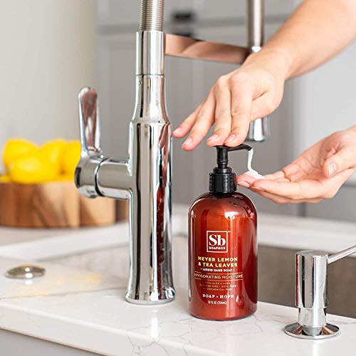 Soapbox Meyer Lemon Tea Leaves hand soap creamy lather with shea butter.