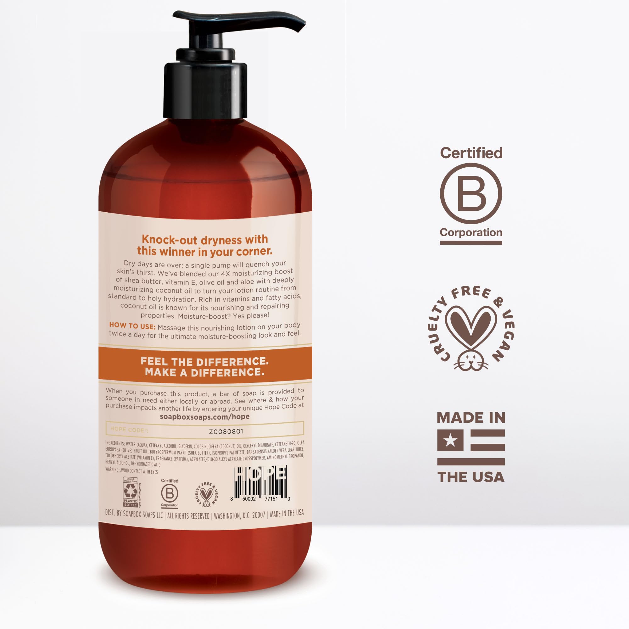 Textura ligera de Soapbox, absorción rápida para piel suave y fresca.