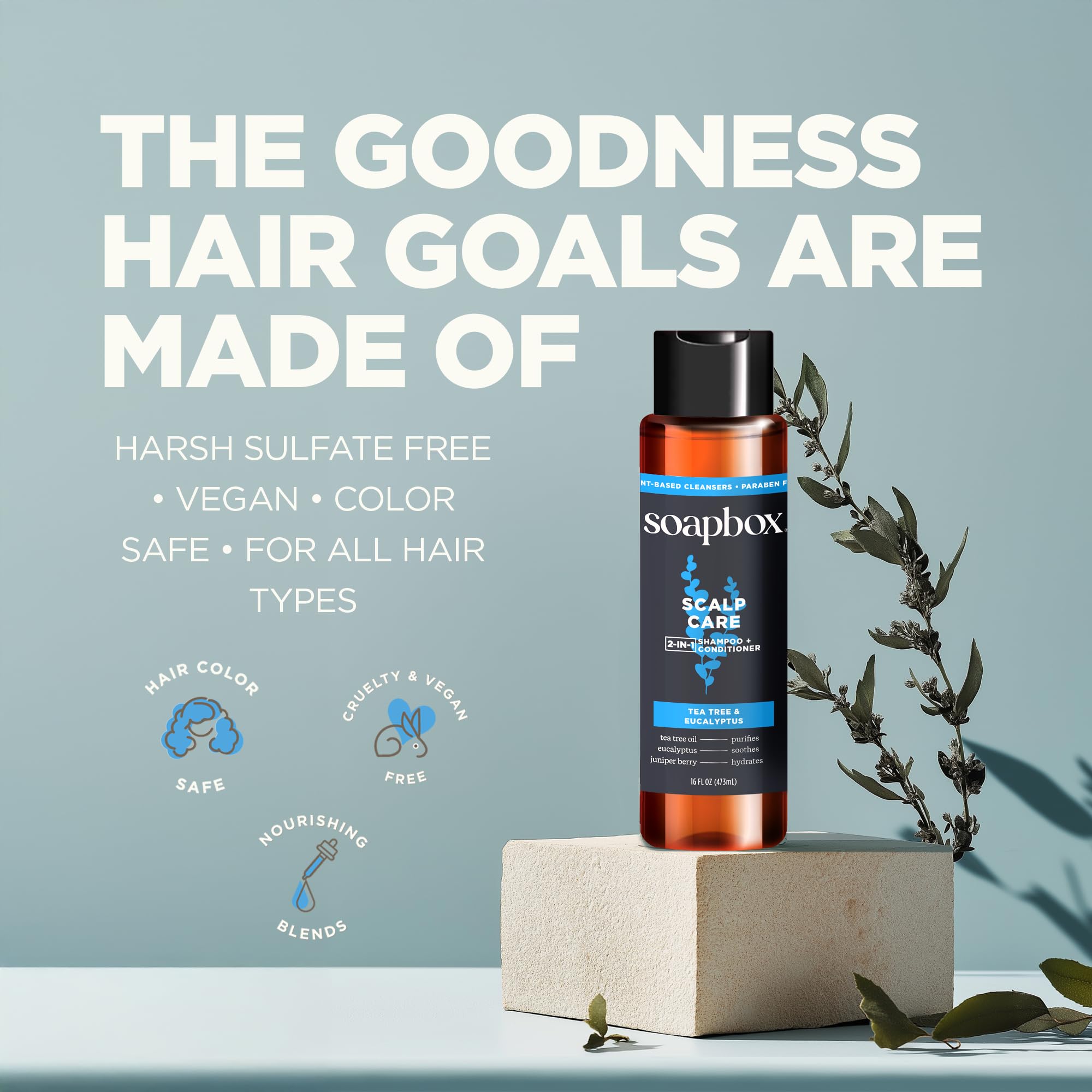 Soapbox mens-hair-care-routine shelf-display shows easy integration into busy mornings.