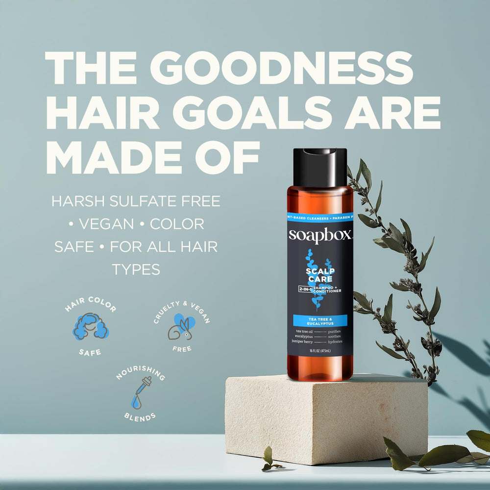 Soapbox mens-hair-care-routine shelf-display shows easy integration into busy mornings.