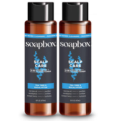 Soapbox Men's 2in1 shampoo-conditioner pour for quick scalp refresh and daily routine.