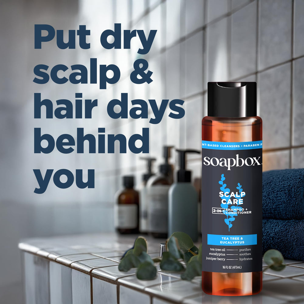 Soapbox natural oils-tea-tree-eucalyptus ingredients-closeup reveals plant-based care for daily use.
