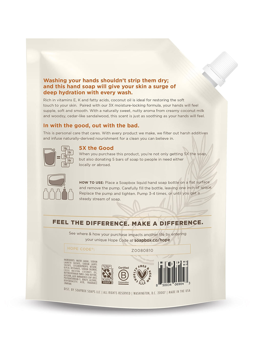 Soapbox refill packaging asserts Made in USA manufacturing