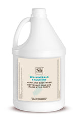 Soapbox Sea Minerals Blue Iris bottle with ocean scent and moisturizing formula for daily hand and body cleansing.