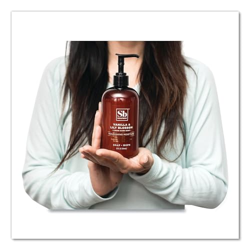 Soapbox Vanilla & Lily Blossom bottle at kitchen sink for quick, moisturizing hand washes.