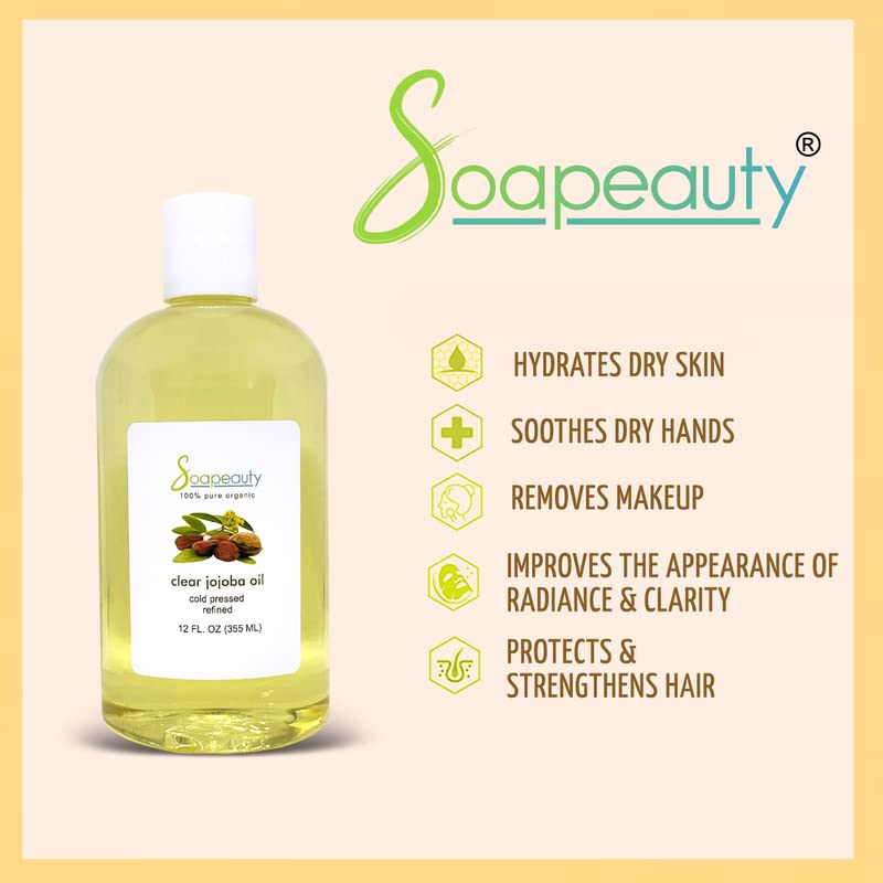 Soapeauty Clear Jojoba Oil on hair strands for shine.