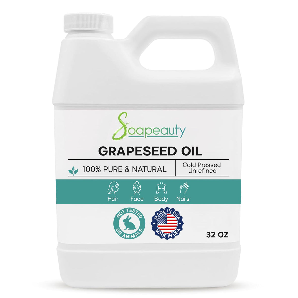 Soapeauty Grapeseed Oil bottle pour shows lightweight carrier for skin and hair care