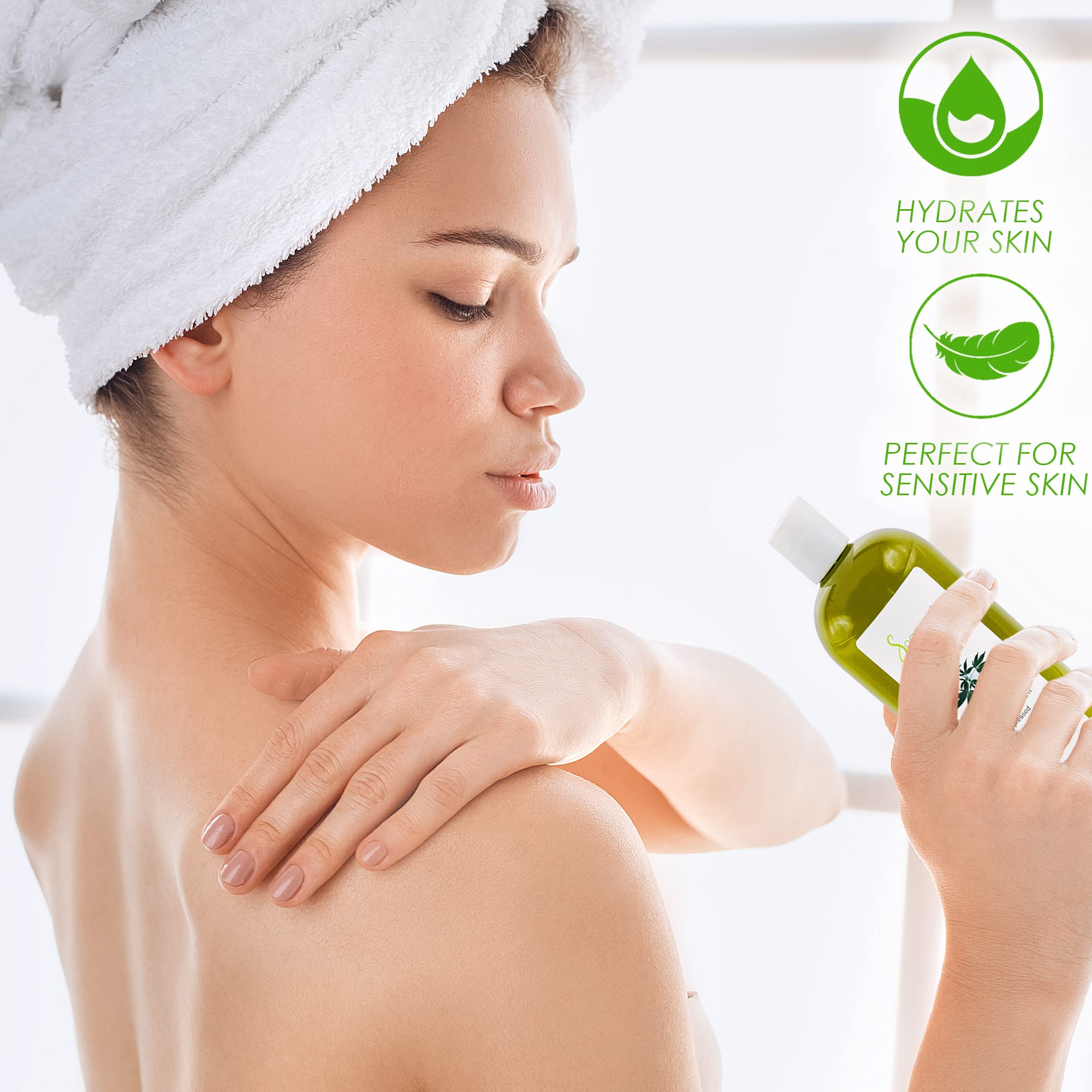 Soapeauty hemp seed oil pour — ideal for massage and blending with essential oils.