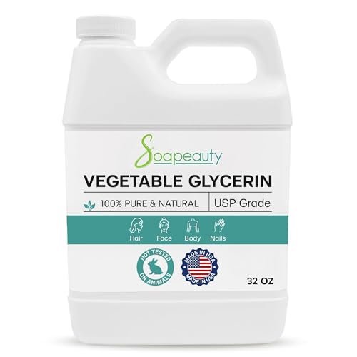 Soapeauty vegetable glycerin bottle showing USP-grade purity for soaps and cosmetics