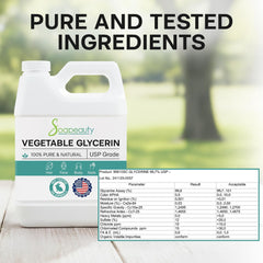 Soapeauty glycerin ingredients label highlighting USP-grade quality and origin