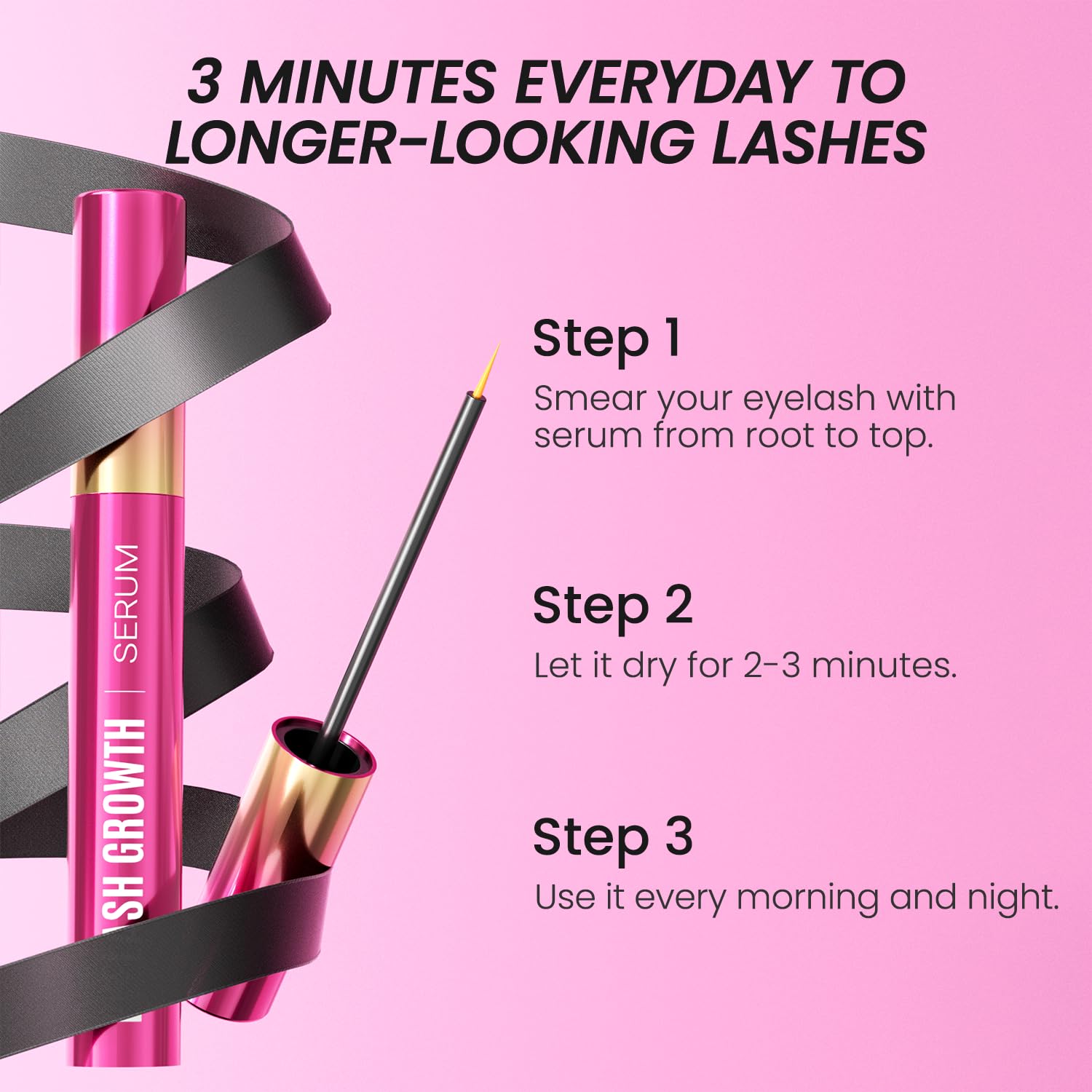 Consistent use may lead to noticeably fuller lashes over weeks.