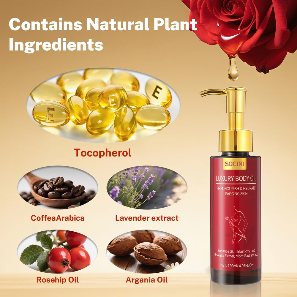 SOCINI body firming oil on arms and thighs demonstrates targeted, versatile care