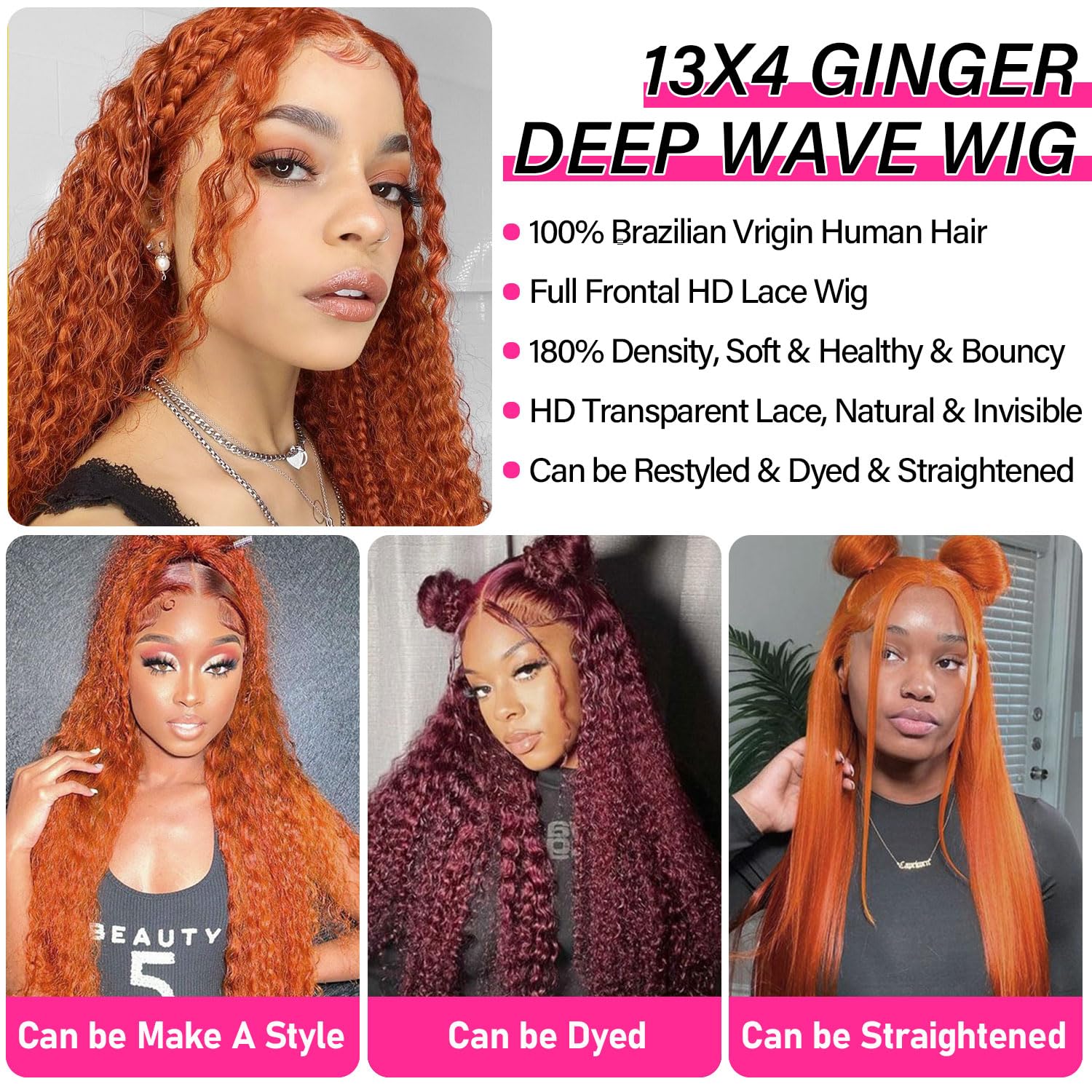SOEZ ginger wig with bleached knots ready for quick customization and smoother bleaching.