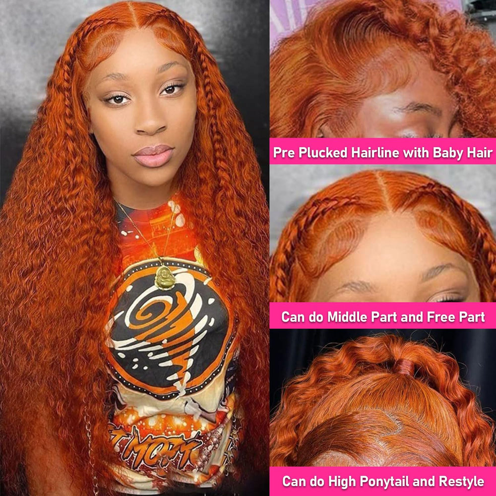 SOEZ ginger deep wave frontage looks silky and length-enhancing for daily wear.