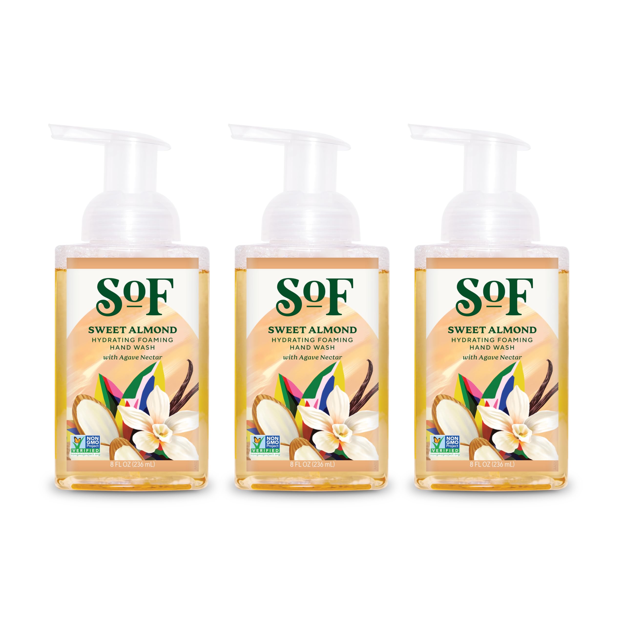South Of France SoF hydrating foaming hand wash bottle closeup showcases rich lather for daily hand care.
