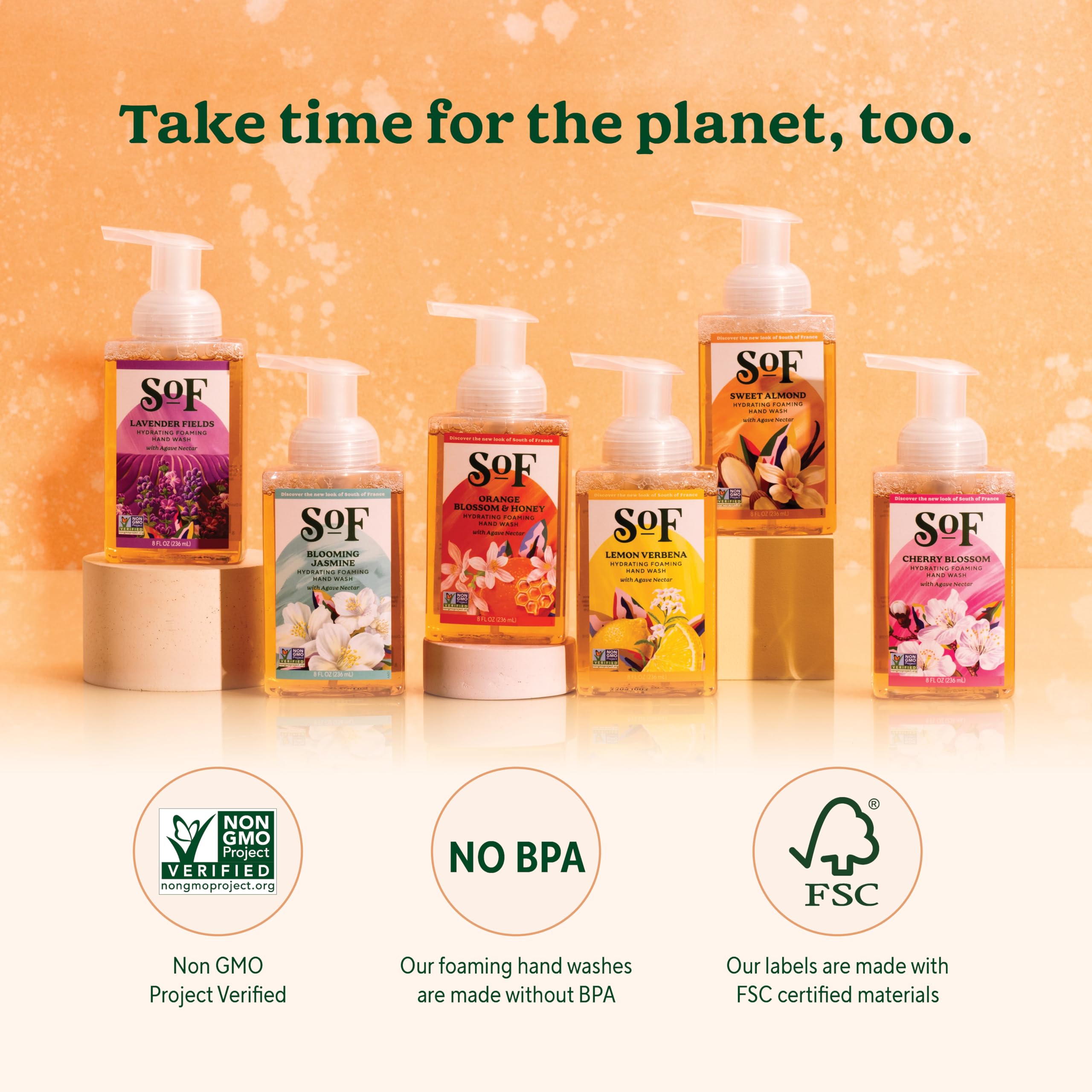 SoF vegan and non-GMO formulation highlights clean, ethical skincare choices.