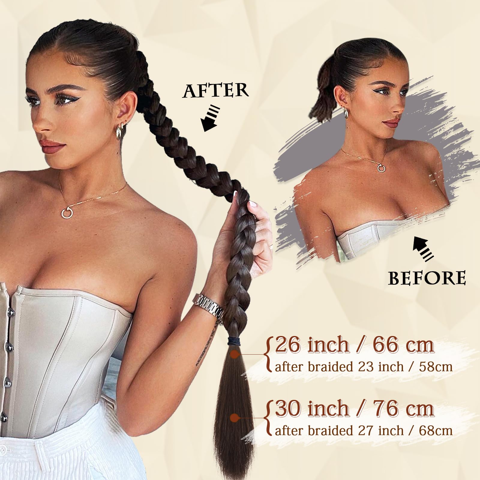 Sofeiyan instant braided ponytail assembly demonstrates quick secure styling with hair tie.