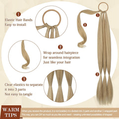 Sofeiyan wrap-around ponytail closeup highlights soft synthetic fiber for comfortable all-day styling.