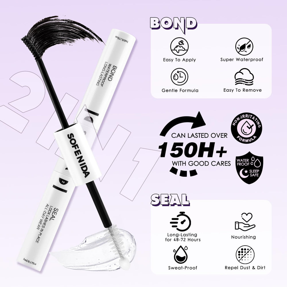 SOFENIDA bond-seal lash extension for smudge-proof, long-lasting hold.