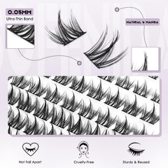 SOFENIDA dense-tapered-ends lashes closeup highlighting natural manga look.