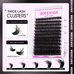 SOFENIDA Lash Clusters Kit with 10-18mm lengths enables effortless DIY full lashes.