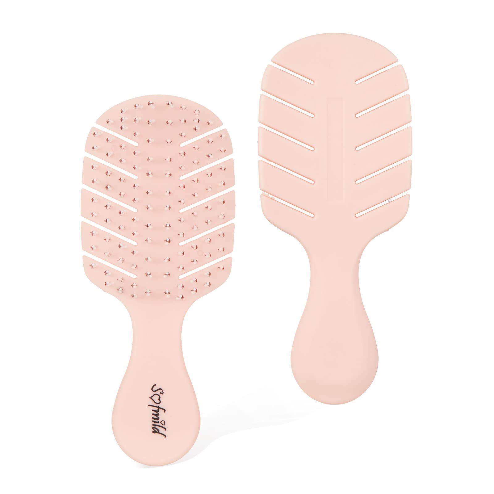 Sofmild mini detangler brush glides through hair for painless detangling on the go