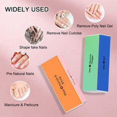 Soft 'N Style 4 Way Shiny Block nail buffer in use for natural nail prep.