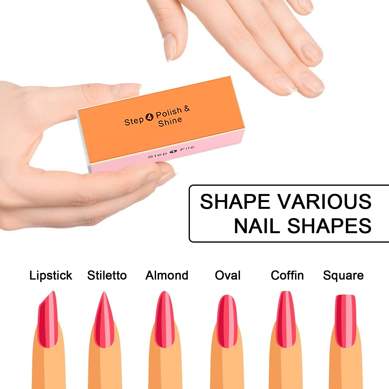 Soft 'N Style 4 Way Shiny Block smoothing side for even artificial nails finish.