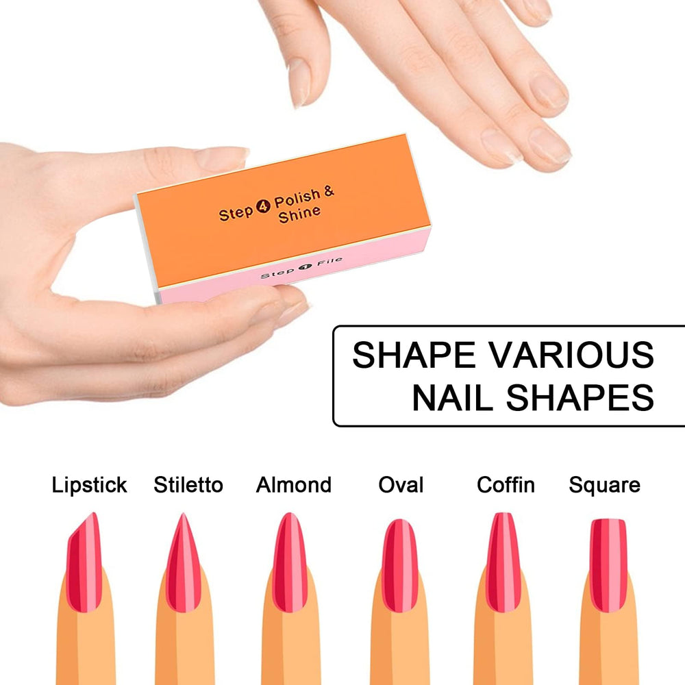 Soft 'N Style 4 Way Shiny Block smoothing side for even artificial nails finish.